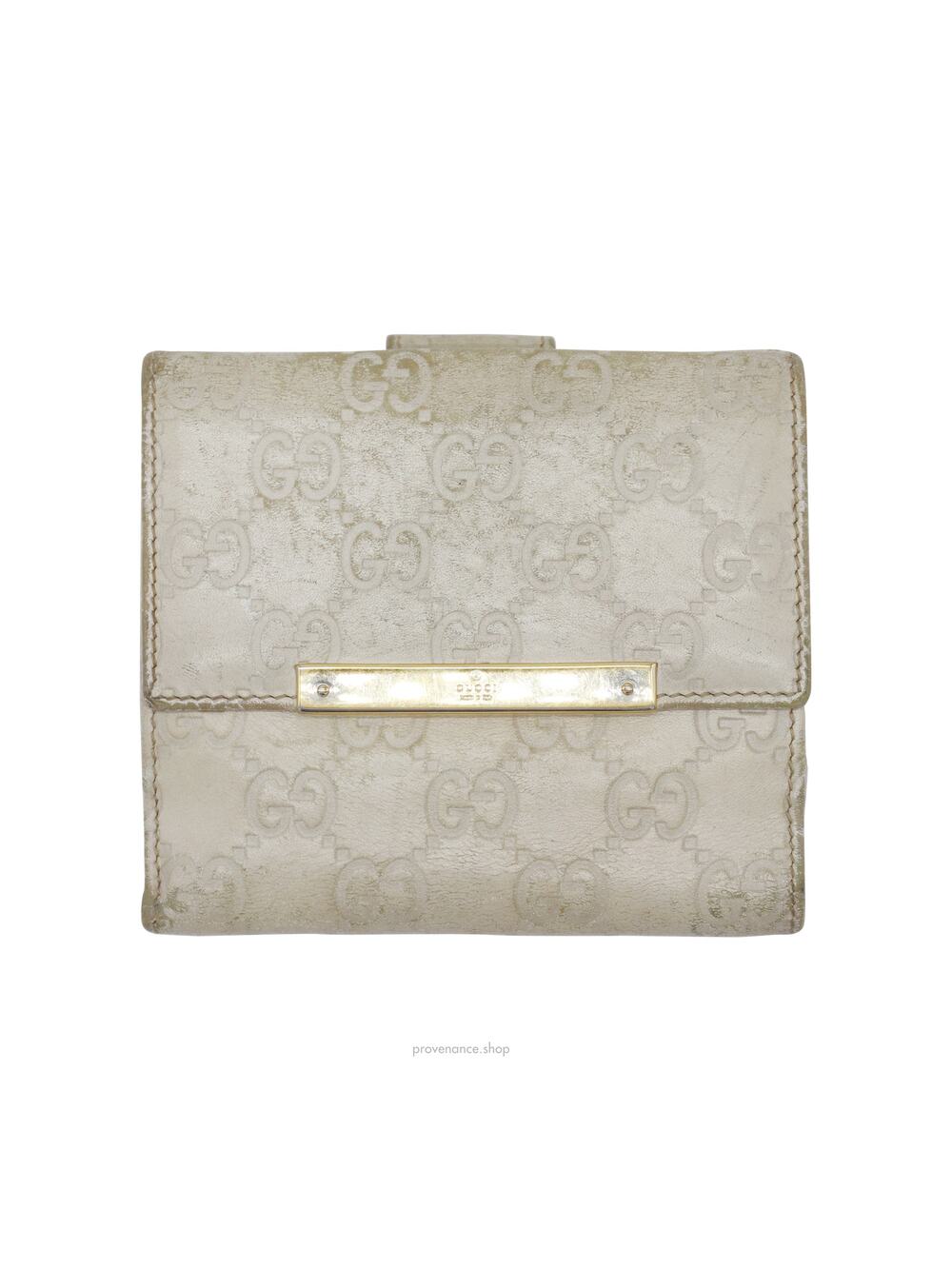 🔴 Gucci Trifold Wallet - Chalk Guccissima Leather